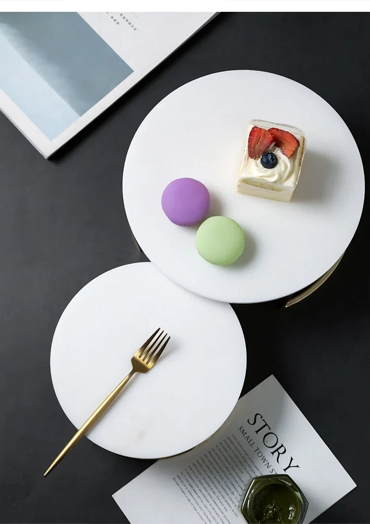 Nordic Marble Cake Dessert Tray Decoration Modern Simple Home Makeup Tools Jewelry Storage Plate Fruit Snack Chocolate Display.