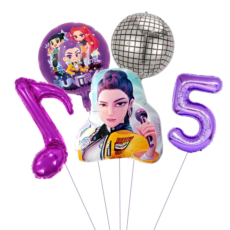 1 Set Kpop Dämonenjäger Thema Ballon Mädchen Alles Gute zum Geburtstag Party Dekoration Kinder Baby Dusche Geschenke Lieferungen.