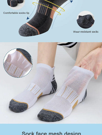 5 Pairs Socks Men's Short Socks Sweat Absorbent and Odorous Basketball Socks Running Sports Socks Breathable Mesh Men's Socks.