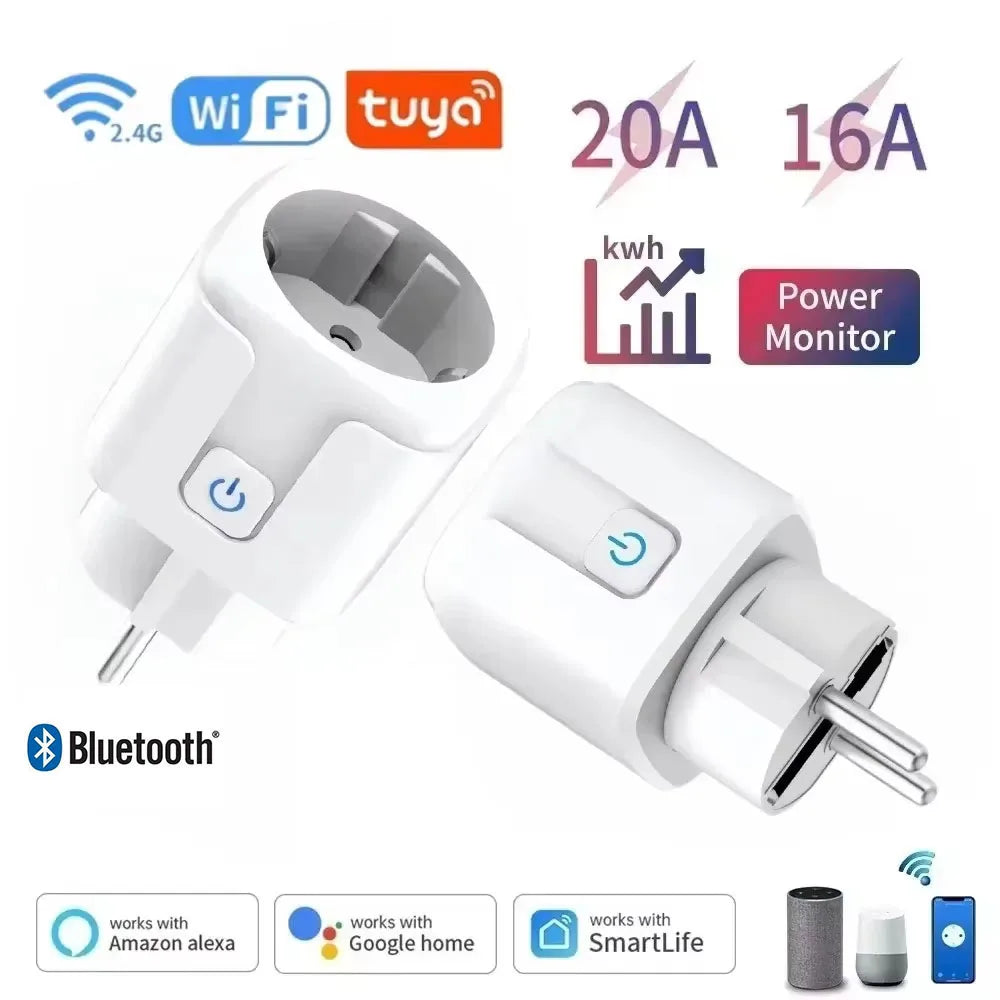 1PCS Zigbee 3,0 WiFi Smart Stecker EU Buchse Timer Adapter Outlet 16A/20A Power Monitor APP Voice control Tuya Alexa Google Alice.