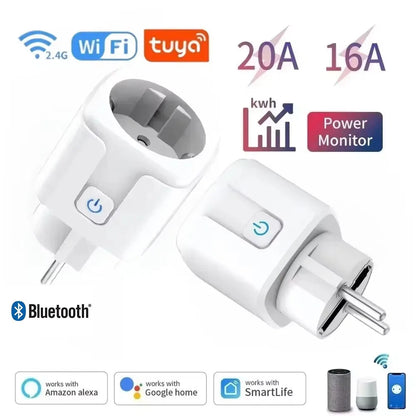 1PCS Zigbee 3,0 WiFi Smart Stecker EU Buchse Timer Adapter Outlet 16A/20A Power Monitor APP Voice control Tuya Alexa Google Alice.