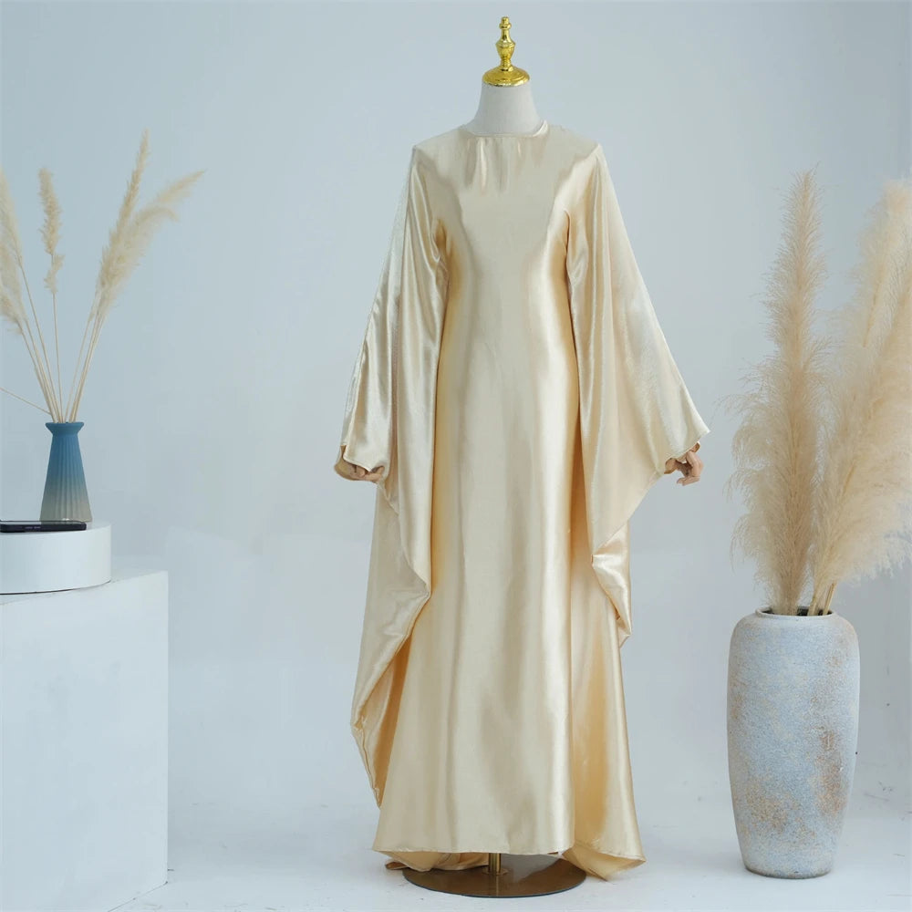 Eid Batwing Satin Shimmer Soft Crepe Abaya Dubai Luxury 2024 Islam Muslim Maxi Kaftan Dress Kebaya Abayas For Women Vestidos