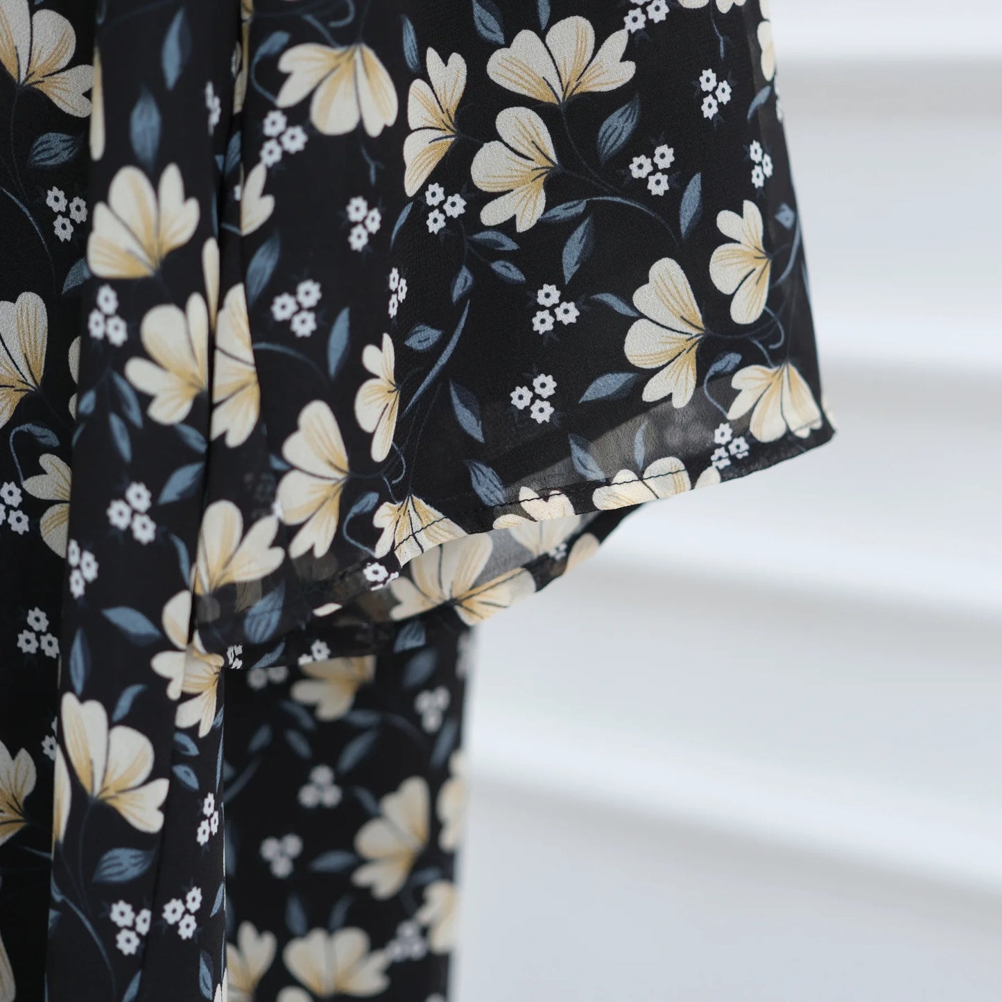 Muslim Abaya Set Luxury EID Islamic Kimono Muslim Women Dress Floral Printed Chiffon Modest Gorgeous Dubai Abaya Dress Suit