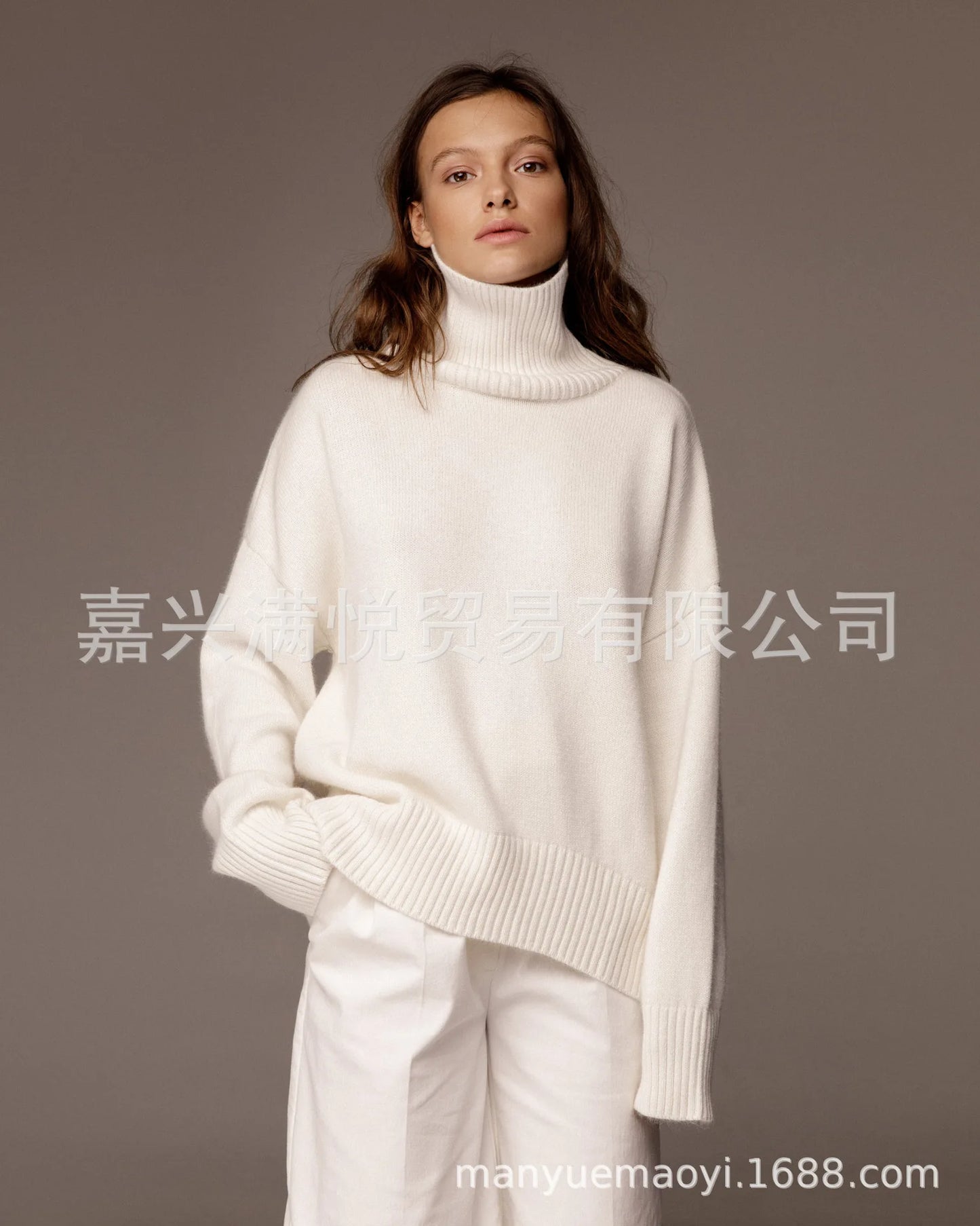 Herbst Und Winter Verdickte Rollkragenpullover frauen Lose Faul Gestrickte Pullover Silhouette Casual Pullover