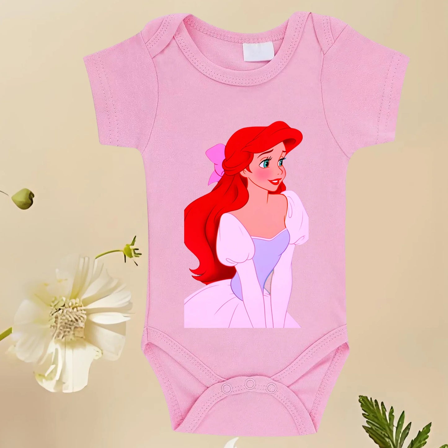 Eng anliegendes Baby-Pyjama-Set mit Meerjungfrau-Cartoon- und Anime-Aufdruck, 100 % reine Baumwolle, weicher Pyjama, Sommer, neues einteiliges Familienkleid.