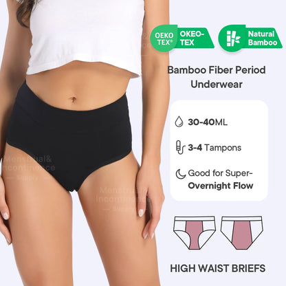 High Waist Washable Menstrual Panties Heavy Flow Overnight Reusable Comfortable Leakproof Absorbent Underwear.