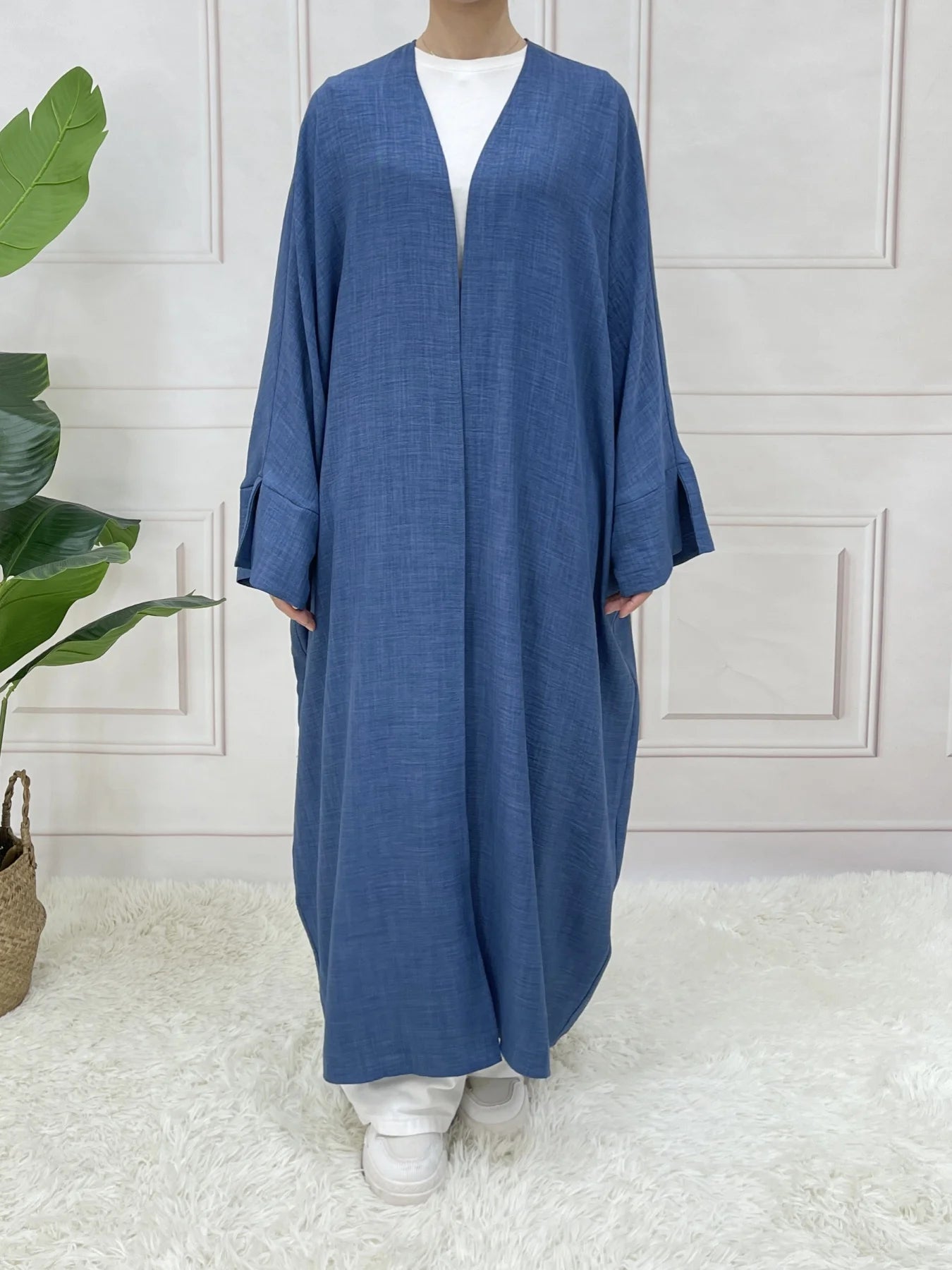 Split Sleeve Open Abaya Kimono Comfort Minimalist Muslim Outfit Islamic Clothing Modest Fashion Without Slip Dress.