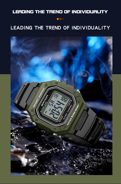 SANDA 2156 Fashion Mens Watch Military Water Resistant Sport Watches Army Big Dial Led Digital Wristwatches Stopwatches For Male.