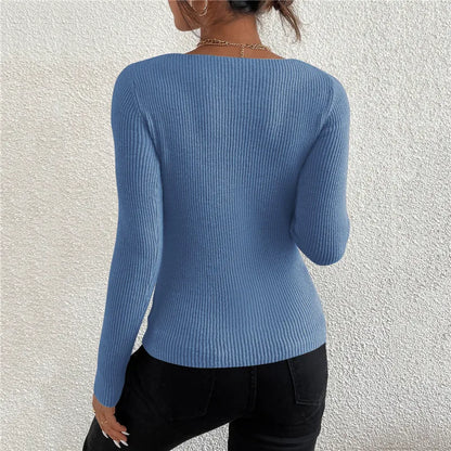 2026 herbst Winter Frauen Solide Rippen Stricken V-ausschnitt Streifen Pull Pullover Femme Y2k Langarm Pullover Jersey Tops Mode Kleidung.