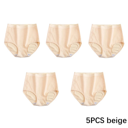 FallSweet 5PCS/set Women’s Cotton Panties Seamless Plus Size Briefs Solid Underwear Soft Breathable Underpants Female Lingerie.