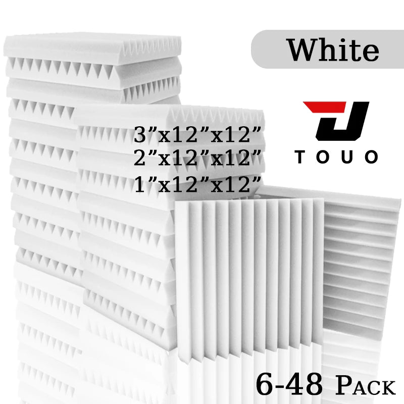 TOUO Panel Soundproofing 6-48 Pack Studio Acoustic Foam Sound Absorbing Foam Panel House Isolation Wall Acoustic Foam Sponge Pad