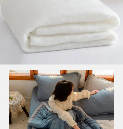 2025 new Japanese polyester cotton quilted summer quilt skin-friendly washable light luxury style solid color lightweight.