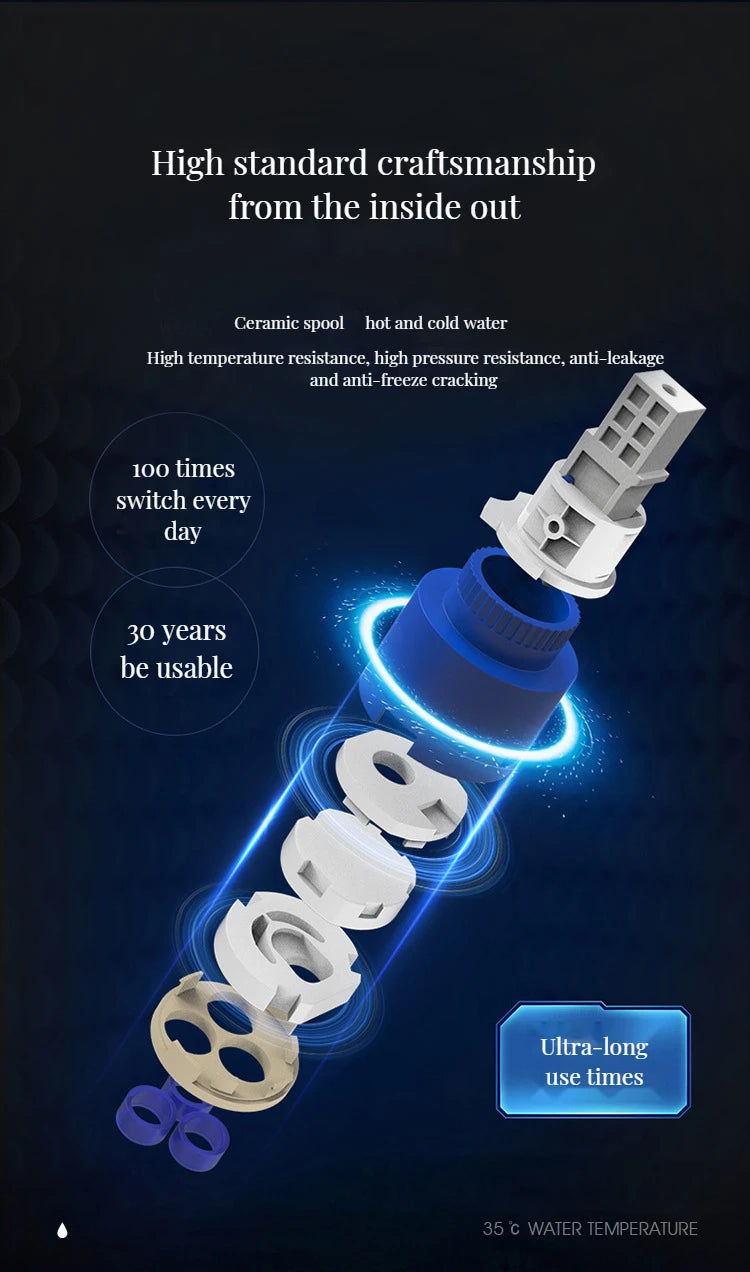 Digital Basin Faucets Smart Bathroom Faucet Shower Room Taps Water Temperature LED Black White Sink Tap Rotating Stainless Steel