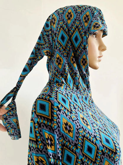 6XL  Muslim Womens Hooded Abaya African Sleeveless Prayer Garment Kaftan Dress With Hijab Floral Dubai Saudi Robe Ramadan