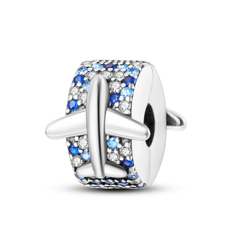 Silver Clasp 925 Sterling Silver CZ pave Clip Charms Daisy Beads Stopper Safety Chain fit Original Bangle Bracelet Jewelry Clip