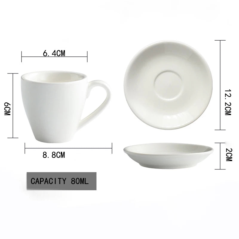 80ml Ceramic Coffee Cup and Saucer Espresso Cups Porcelain Afternoon Teacup Breakfast Milk Mug Cute Pottery Mugs Wholesale.
