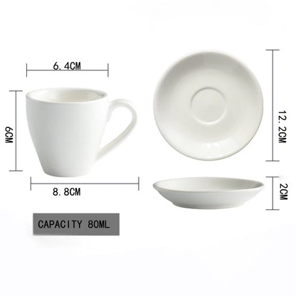 80ml Ceramic Coffee Cup and Saucer Espresso Cups Porcelain Afternoon Teacup Breakfast Milk Mug Cute Pottery Mugs Wholesale.