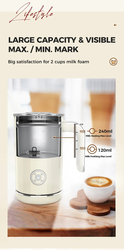 Cafelffe 4in1 Electric Milk Frother Frothing Foamer Chocolate Mixer Cold/Hot Latte Cappuccino Automatic foam milk heater Warmer.