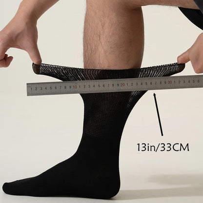 6Pairs Comfortable and Supportive Diabetic Socks for Men Moisture wicking Fabric Non-binding Top business socks.