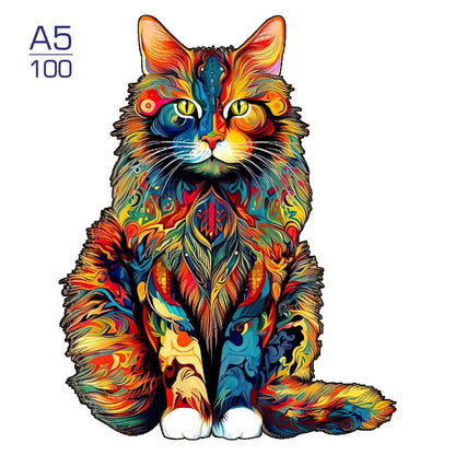 Irregular Shaped Wooden Animal Puzzle DIY Puzzle Party Games Educational Gift for Kids Holiday Gift Intelligent Cat Wood Jigsaw