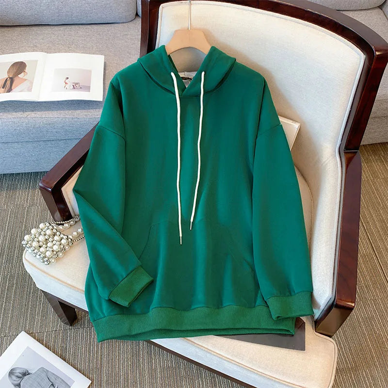 Plus Size Damen-Büste, 160 Herbst-Winter-Kapuzen-Sweatshirt, neun Farben, lockeres Langarm-Top, Lare-Größe 6XL, 7XL, 8XL, 9XL, 150 kg.
