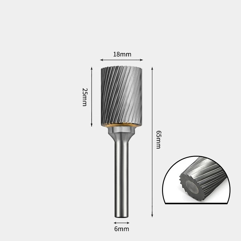 Hartmetallfräser, Wolframstahl-Schleifkopf, zylindrisch 6 mm, AE AX AX Metallfräser