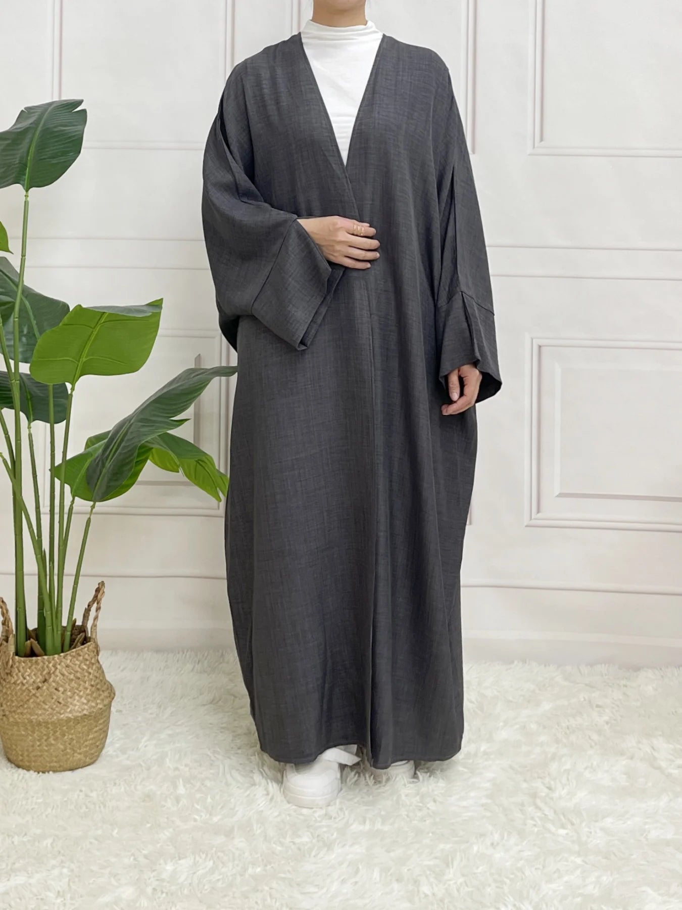 Split Sleeve Open Abaya Kimono Comfort Minimalist Muslim Outfit Islamic Clothing Modest Fashion Without Slip Dress.