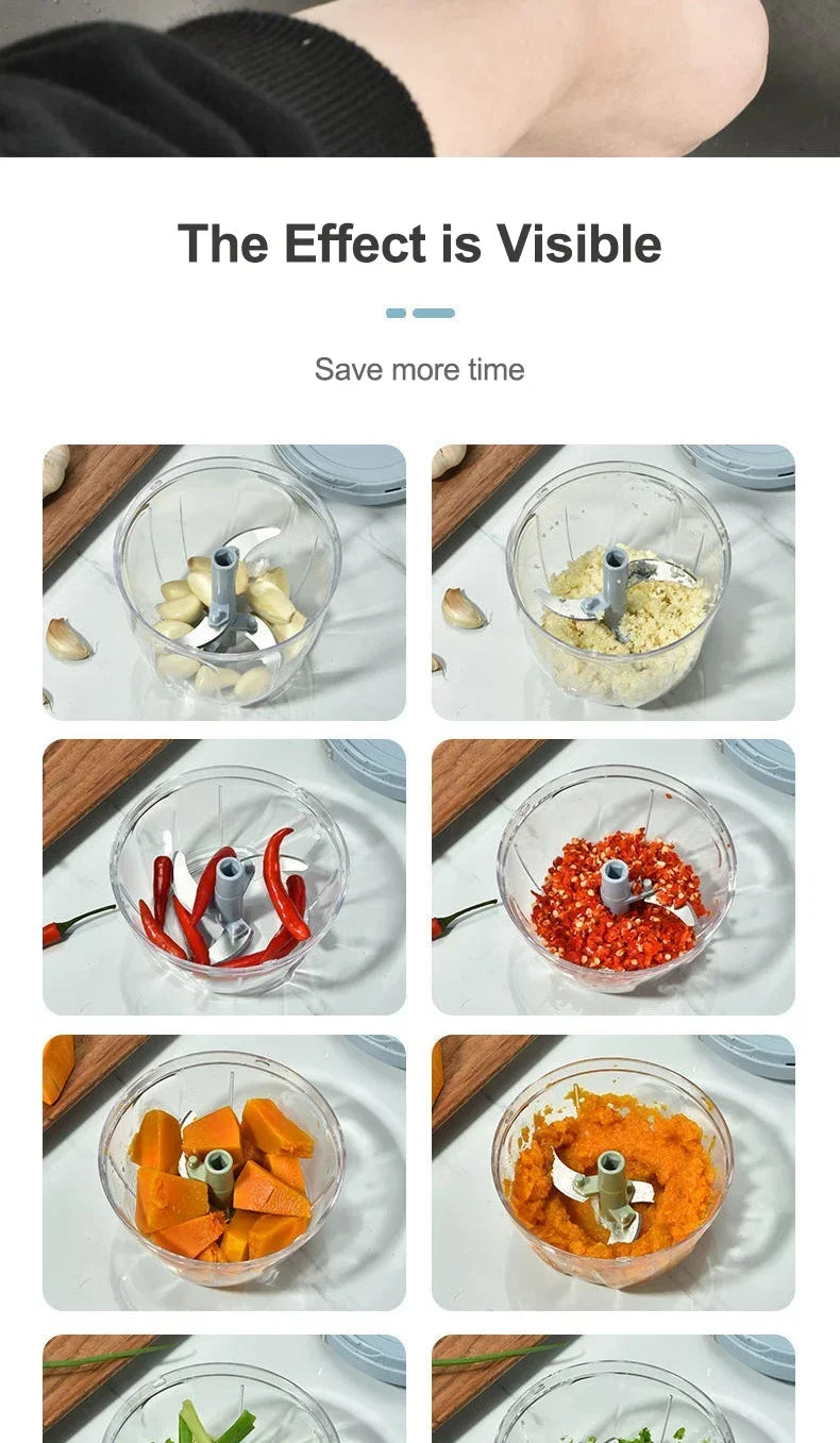 Manual Meat Mincer 500/900ML Garlic Chopper Kitchen Cooking Accessories Vegetable Onion Cutter Rotate Garlic Press Crusher.