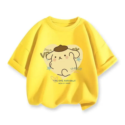 2024 New Summer COTTON T shirt Girls Boys Cinnamoroll T shirt Cartoon Print Kids T-Shirts Children Girls Tops Clothes.