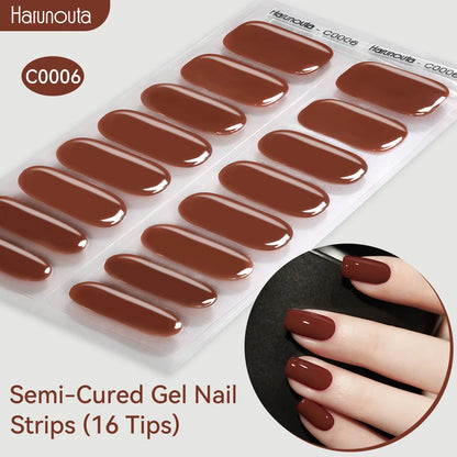 Harunouta Gradient Semi Cured Gel Nail Sticker Long-Lasting UV Nail Sticker UV/LED Extension Gel Nail Foil Gel Polish Full Cover