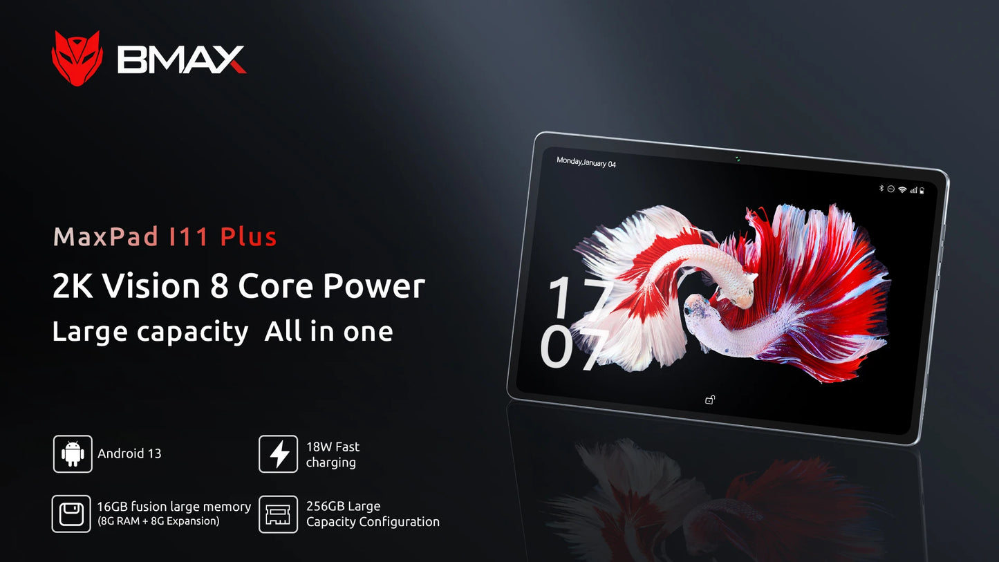 Bmax Maxpad I11Plus 10.4 Inch 16Gb(8Gb Ram+8Gb Expansion) 256Gb Rom Octa Core T606 Soc Android 13 Dual Wifi 4g Lte Tablet Sim.