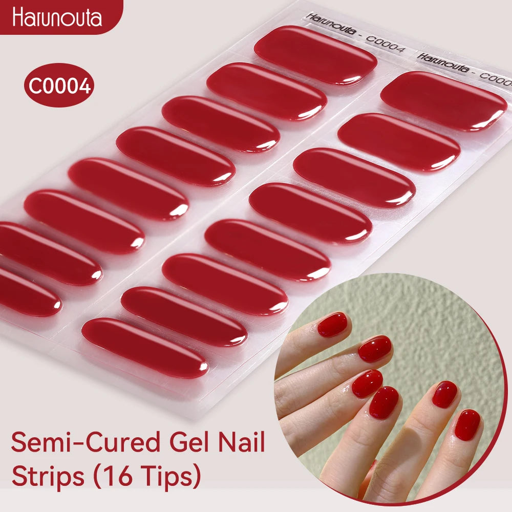 Harunouta Gradient Semi Cured Gel Nail Sticker Long-Lasting UV Nail Sticker UV/LED Extension Gel Nail Foil Gel Polish Full Cover