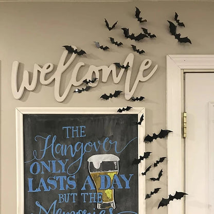 Halloween Bats Decorations,3D Pvc Bat on The Wall,Black Bats Wall Stickers,Halloween Scary Props.