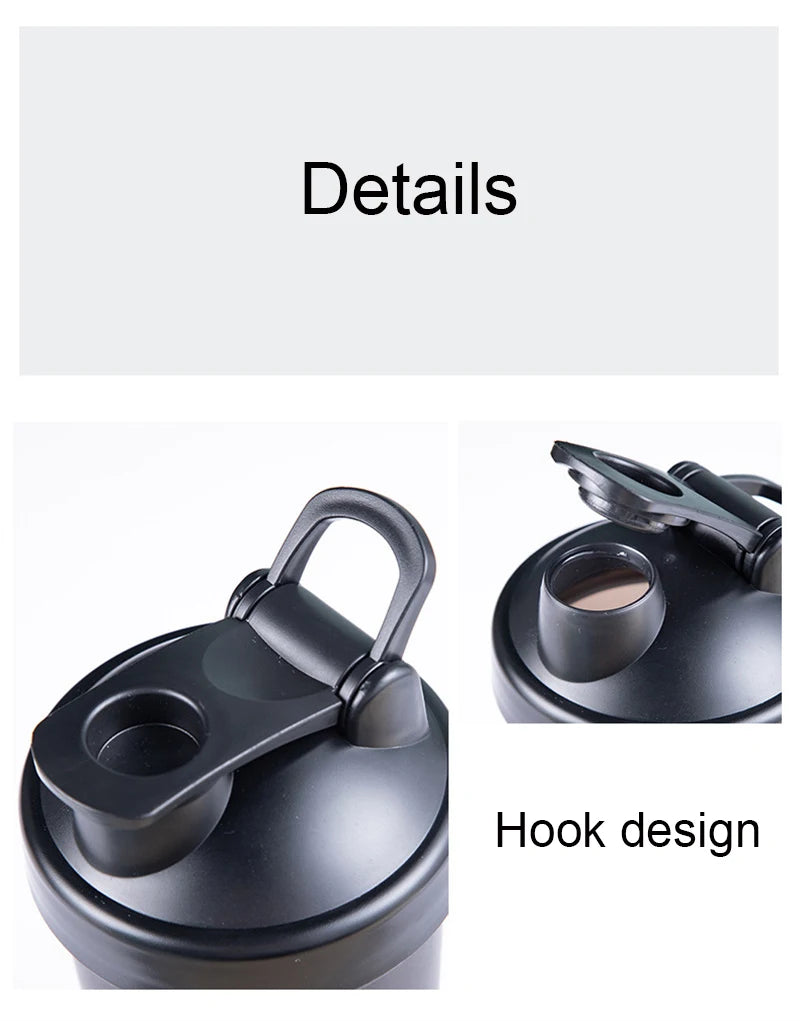 600ml Portable Protein Powder Shaker Bottle Leak Proof Water Bottle for Gym Fitness Training Sport Shaker Mixing Cup with Scale.