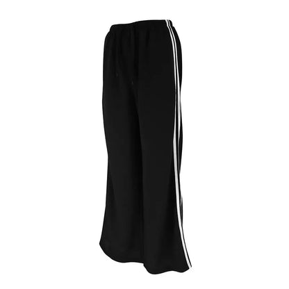 Neue Vielseitige frauen Hosen Sommer Streetwear Grundlegende Gerade Lose Beiläufige Dünne Hosen Dame Solide Einfache Mode Gestreiften Hosen.