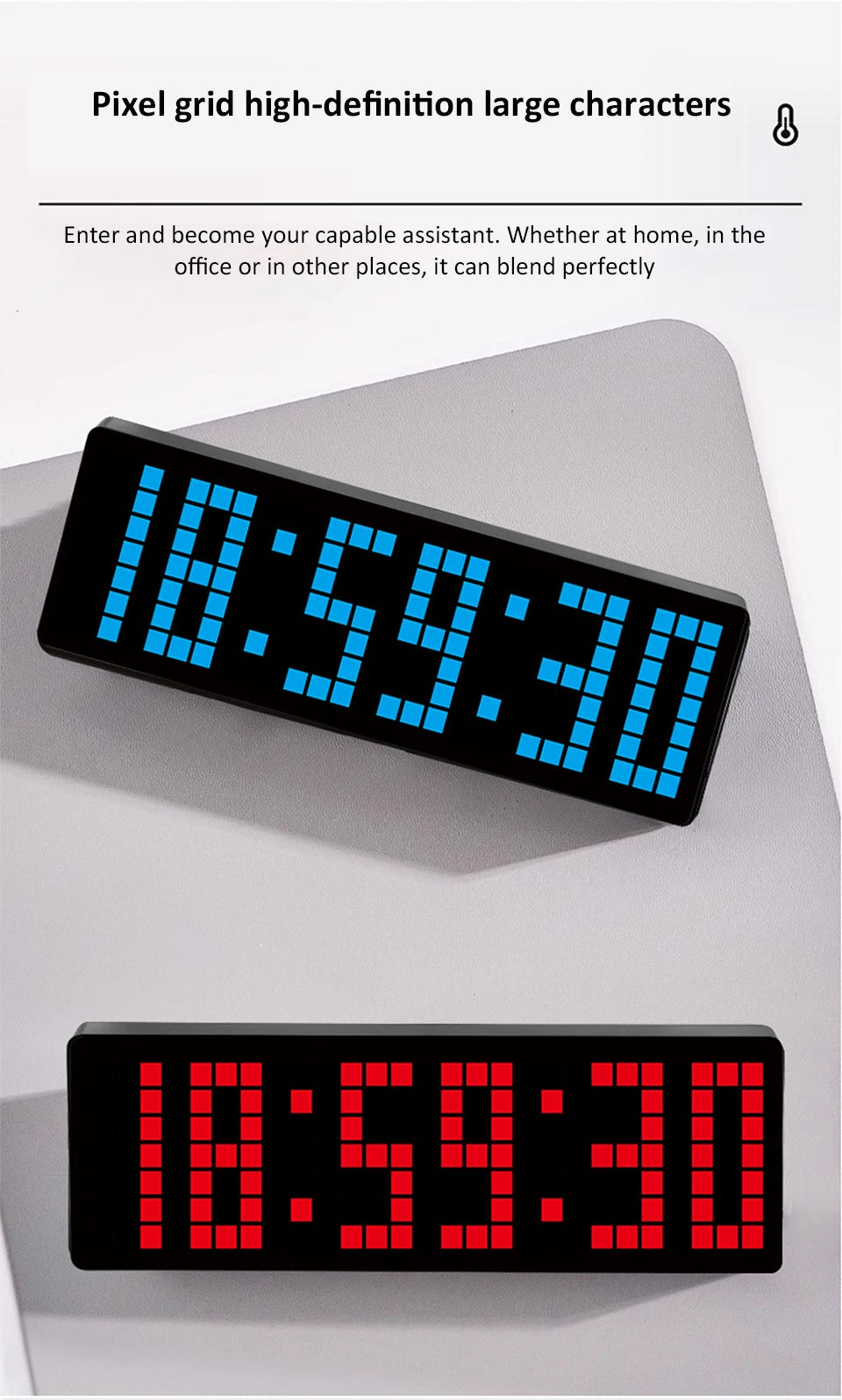 13 Zoll Pixel Digital Wanduhr Timer Positiv/Countdown/Stoppuhr Tischuhr mit Fernbedienung 12/24 Stunden LED Elektronische Uhren