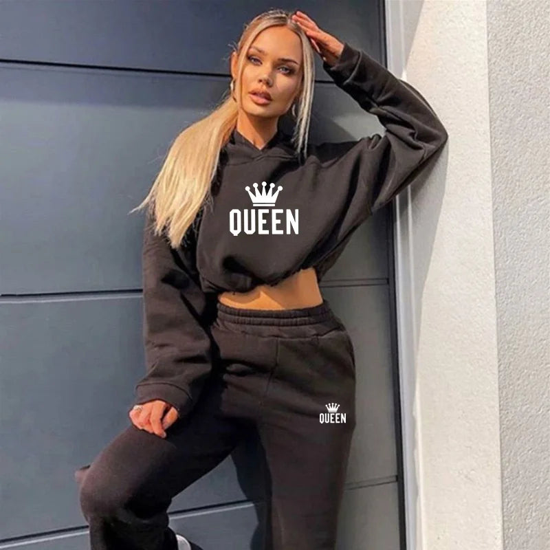 2025 herbst Winter Frauen Sweatshirt Set Einfarbig Casual Einfache Mit Kapuze 2-teiliges Outfit Set Mode Gym Jogging Frau Hose Sets.