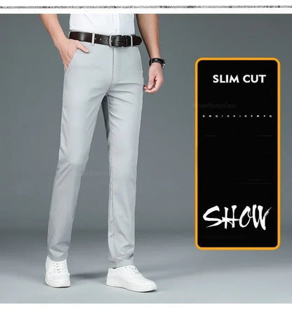 Summer New Men's Bamboo Fiber Slim Business Casual Pants Fashion Classic Breathable Designer Formal Long Trouser Male Clothing.