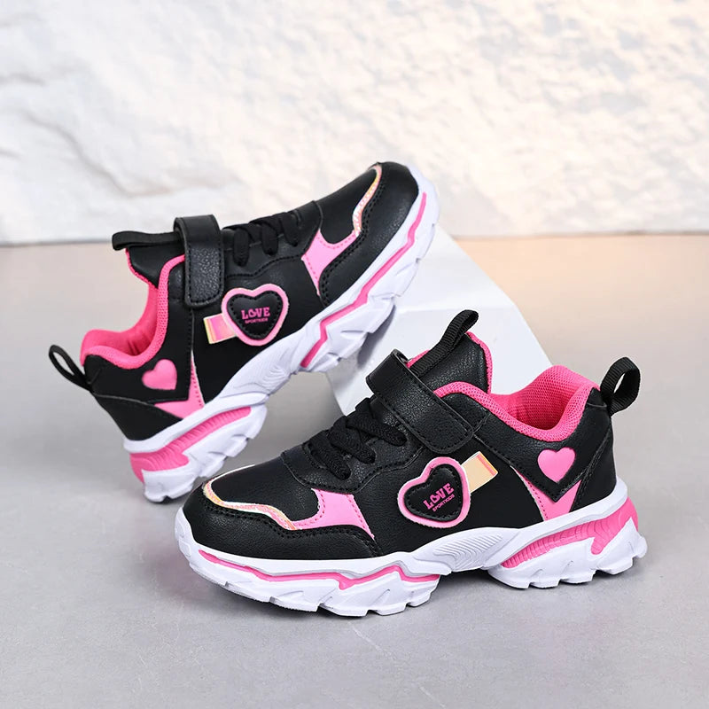 Autumn Girls Sneaker Children Leather Shoes PU Daily Kids Casual Walking Sneaker Platform Sports Tennis Sports Shoes Girl.