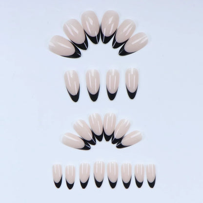 ARTAUG 24PCS Short Press On Nails Square Pink Fingertip White French Trim Press On Nails Full Cover Fake Nails Set Nail.