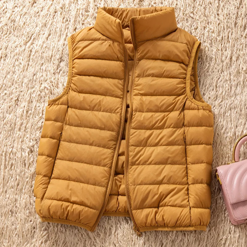 12 Farben 90% weiße Enten Daunen Frauen ärmellose Jacken 2023 Neuankömmlinge weibliche ultraleichte packbare Weste Frauen Mäntel