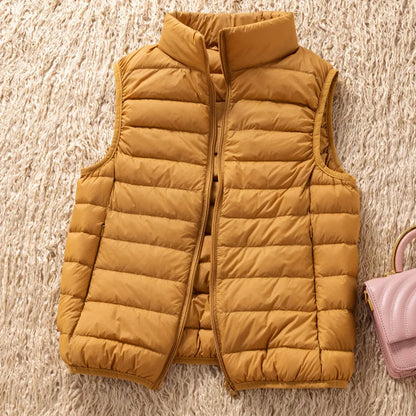 12 Farben 90% weiße Enten Daunen Frauen ärmellose Jacken 2023 Neuankömmlinge weibliche ultraleichte packbare Weste Frauen Mäntel