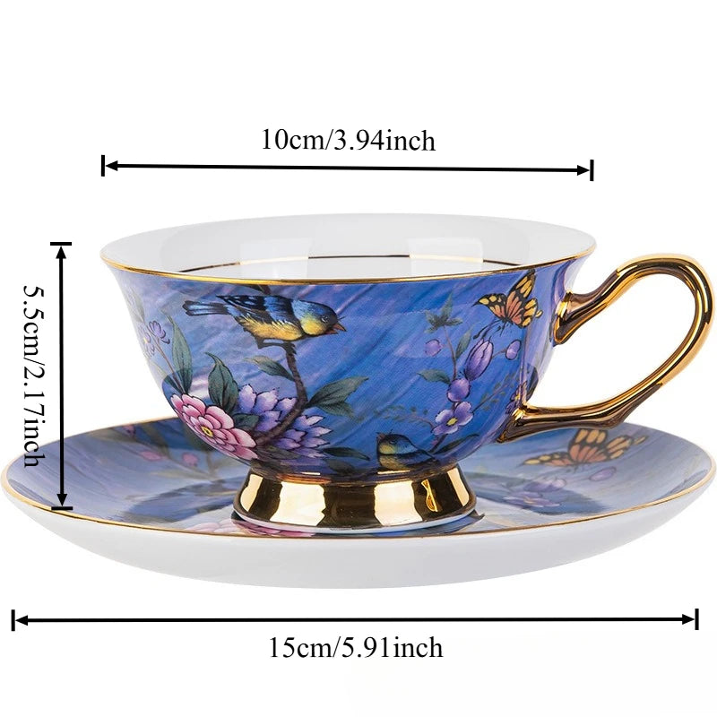 European Style Bone China Coffee Cup and Plate Set Gift Box Set Household High-end Afternoon Tea Cup.