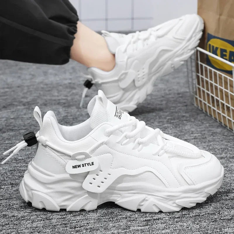 Men Sneakers Mesh Men Shoes PU Leather Platform Casual Sneakers Increased Vulcanized Shoes Light Running Shoes Tenis Masculino