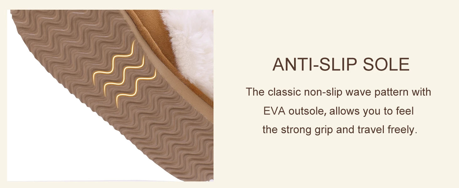 Evshine Winter Warm Memory Foam Slippers For Women Indoor Plush Home Shoes Fluffy Faux Fur Slippers Cozy Suede Furry Flat Slides.