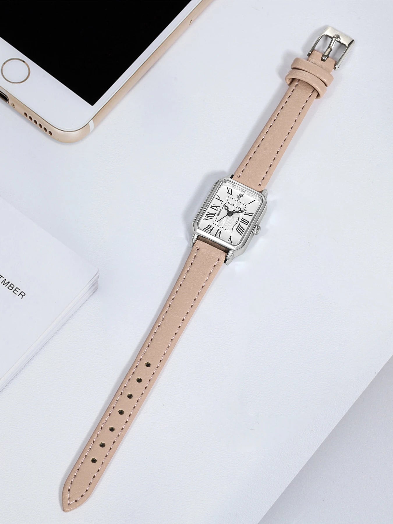 Fashion Rectangle Quartz Wrist Watch for Women Luxury Brand Roman Dial Leather Strap  Ladies Watches Clock.
