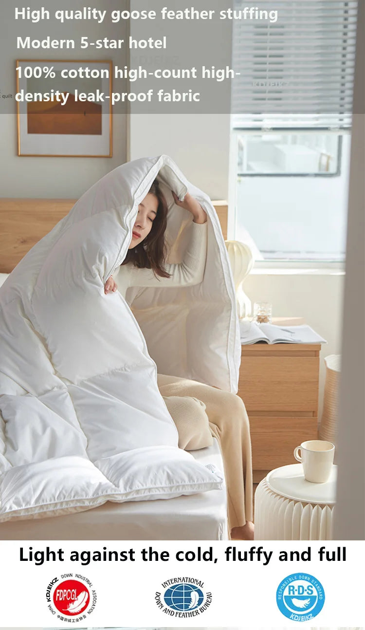 KDJEIKZ  Winter Cotton Goose Down Quilt Five-Star Hotel Duvet Super Soft Fluffy Queen King Full Size Four Seasons Duvets Blanket.