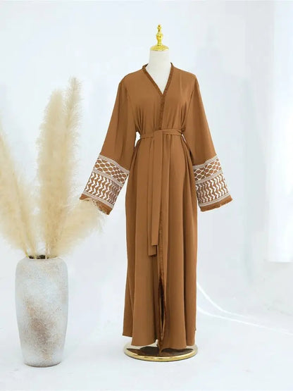Ramadan Embroidery Muslim Modest Kimono Abaya Damen Dubai Luxury Islam Women Cardigan Dresses Kebaya Kaftan Robe Femme Musulman