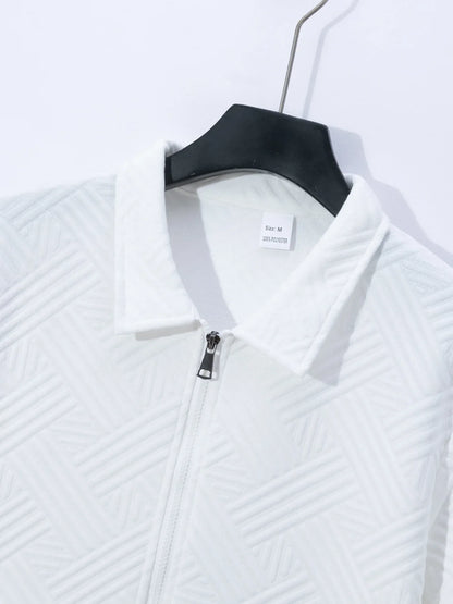 Men's Summer New Style Solid Color Knitted Short Sleeve Cardigan with Long Pants Casual Set Sporty Look from Mainland China