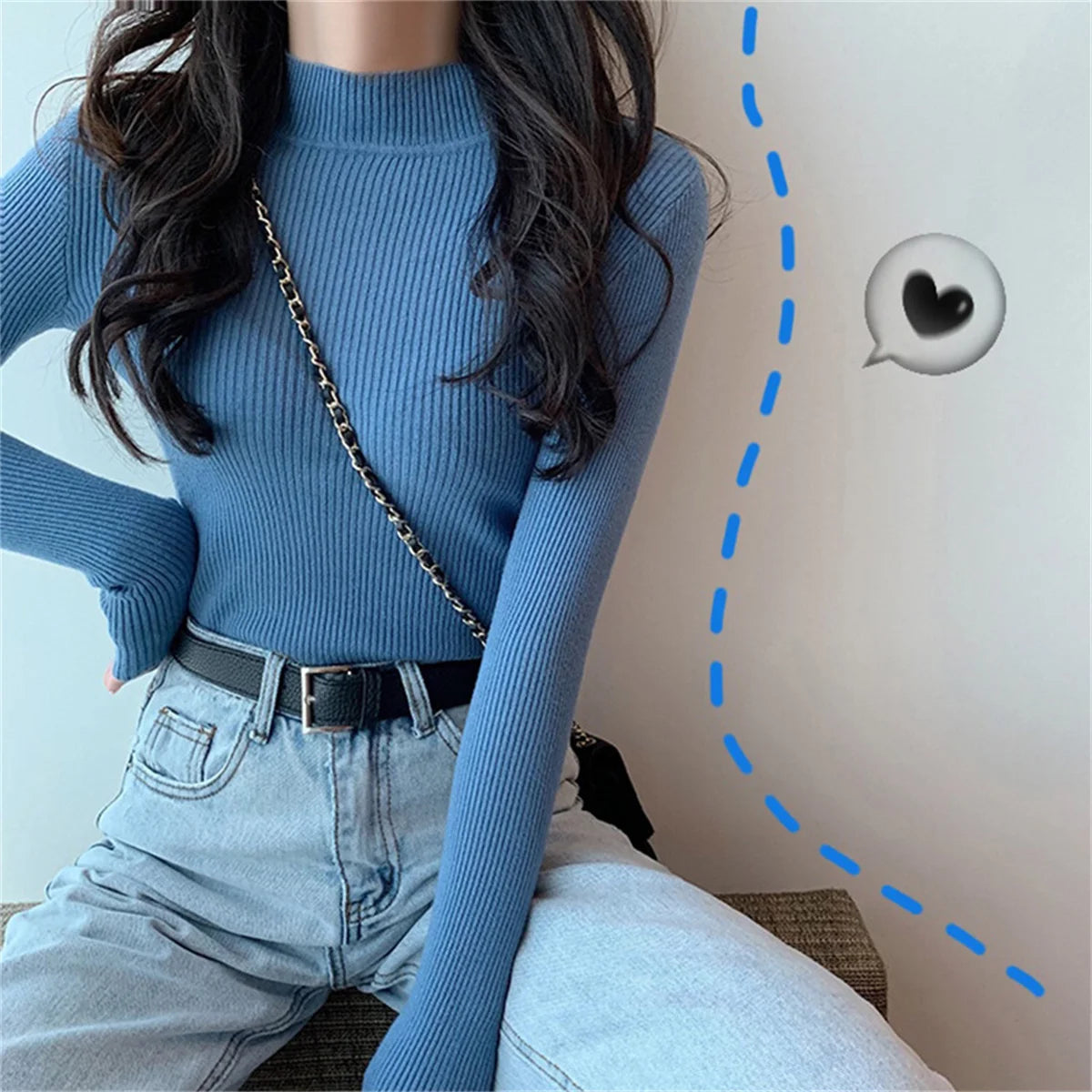 Mode Mock Neck Gestrickte Pullover Frauen Herbst Winter Neue Feste Vintage Grundlegende Tops Koreanische Dünne Rippen Pullover Casual Innere Top